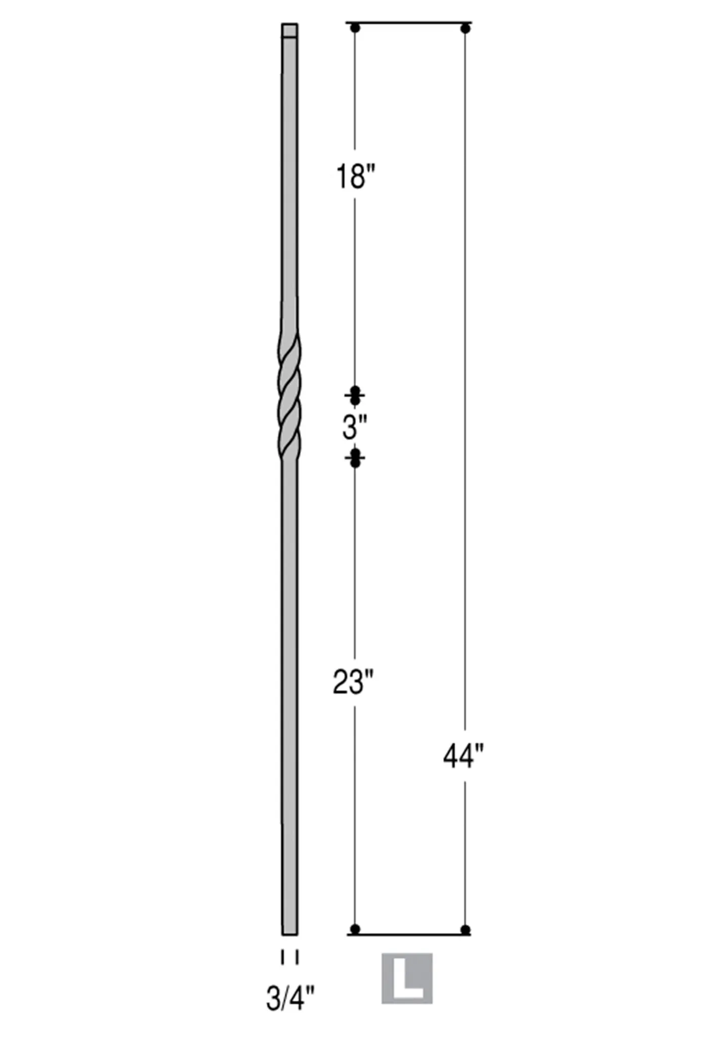 2850 Series MEGA-1TW Single Twist Mega Iron Baluster