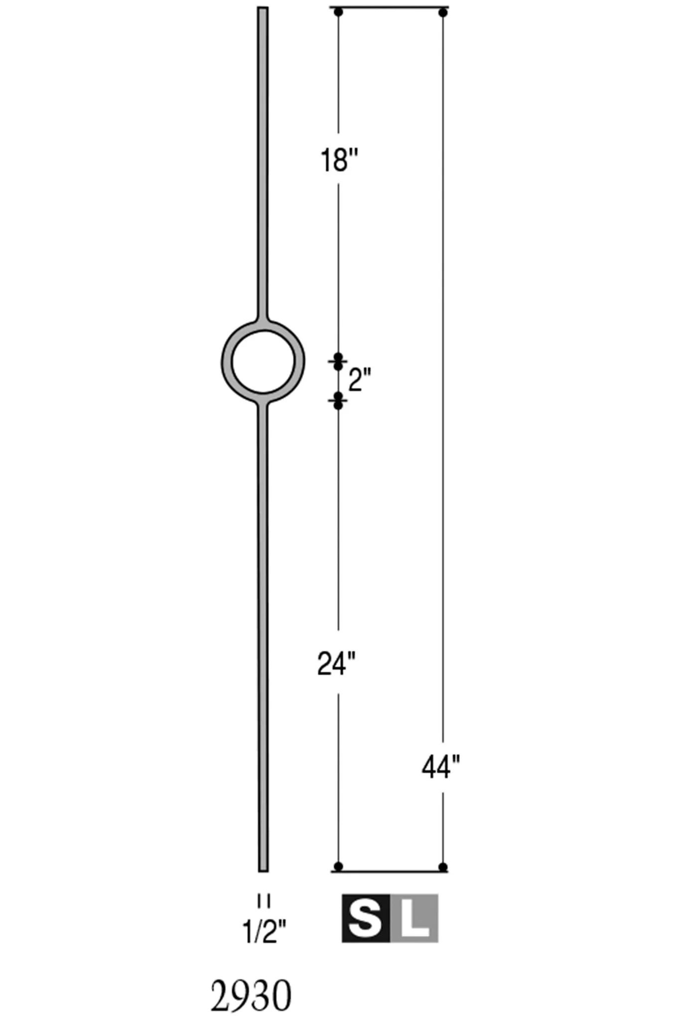 2930 Series M40144 Single Ring Iron Baluster