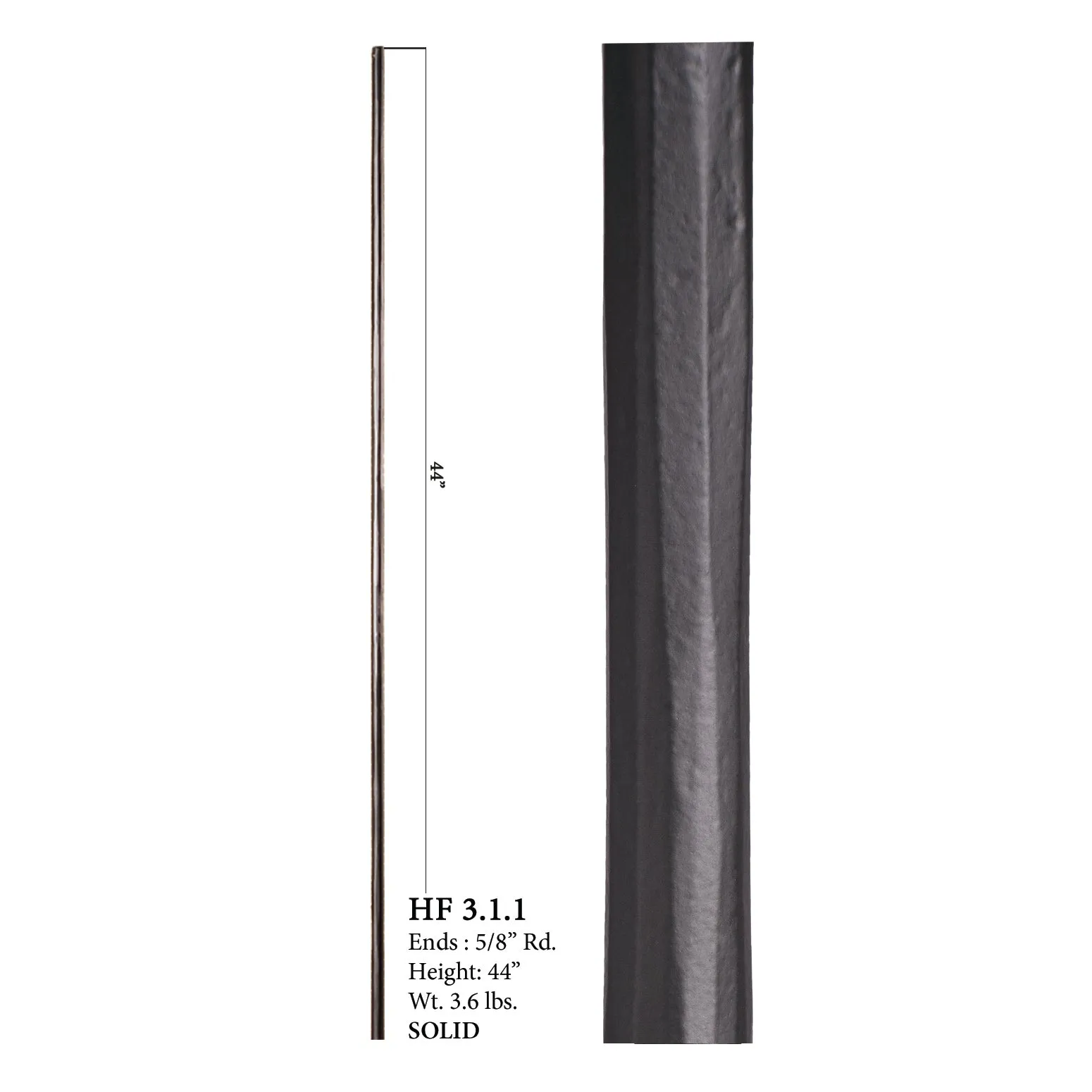 3.1.1 Wentworth Series Plain Round Hammered Iron Baluster