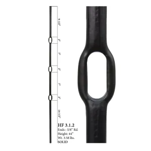 3.1.2 Wentworth Series Three Ring Hammered Iron Baluster