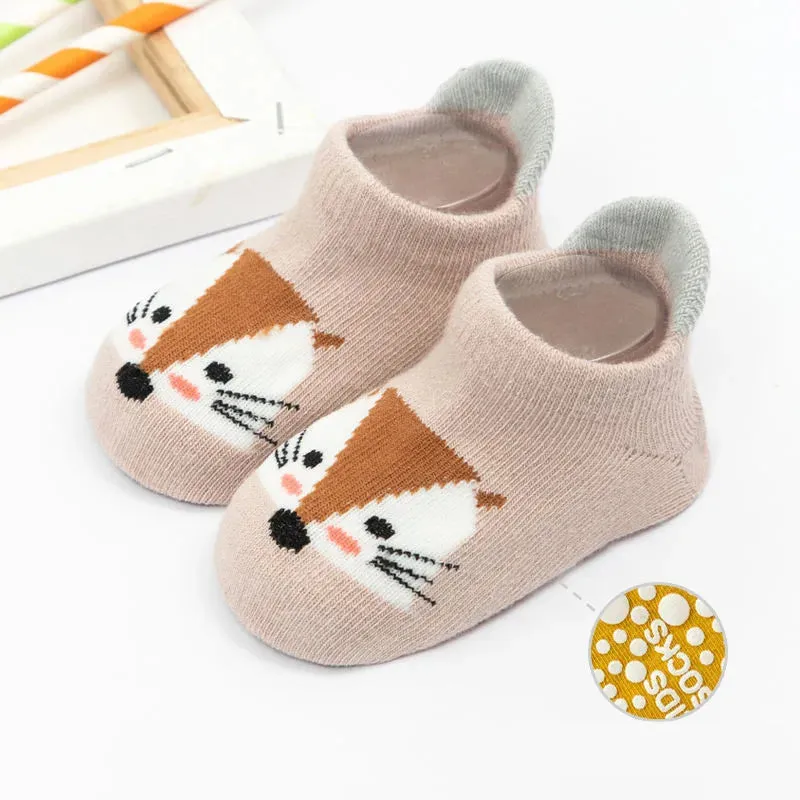 6-Pack Adorable Baby Socks – Non-Slip, Cartoon-Cute & Cozy