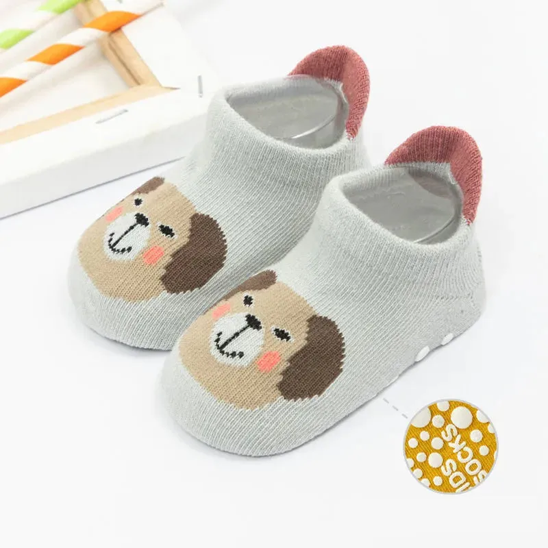 6-Pack Adorable Baby Socks – Non-Slip, Cartoon-Cute & Cozy
