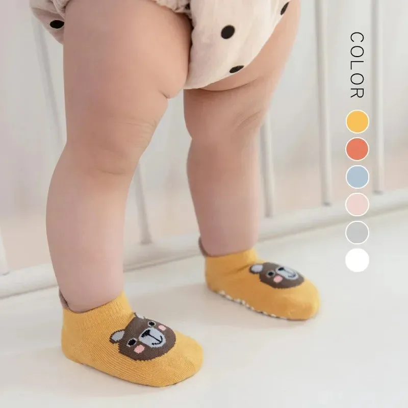 6-Pack Adorable Baby Socks – Non-Slip, Cartoon-Cute & Cozy
