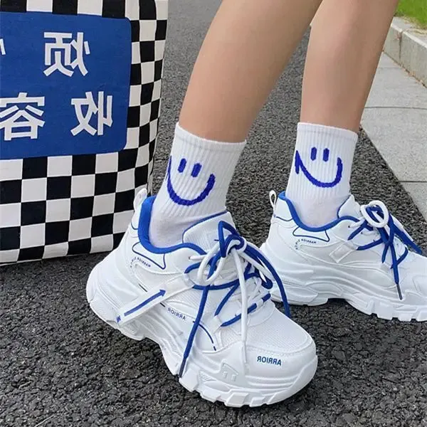 ADVBRIDGE  -  Soft Leather Chunky Shoes Women Thick Soled Little White Sneakers Women Breathable Leisure Durable Pink Shoes for Ladies