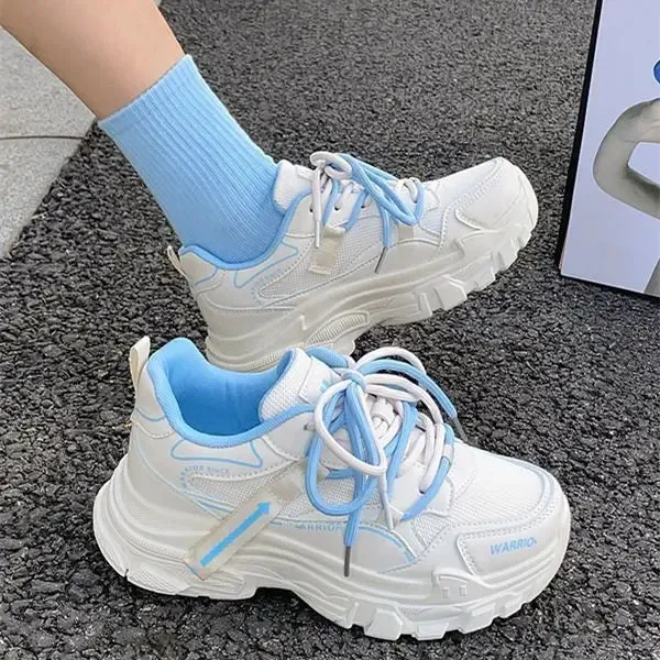 ADVBRIDGE  -  Soft Leather Chunky Shoes Women Thick Soled Little White Sneakers Women Breathable Leisure Durable Pink Shoes for Ladies