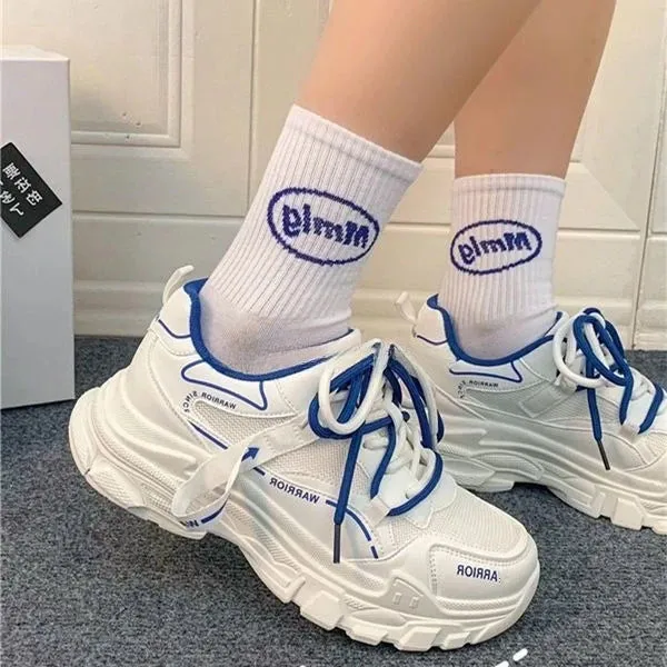 ADVBRIDGE  -  Soft Leather Chunky Shoes Women Thick Soled Little White Sneakers Women Breathable Leisure Durable Pink Shoes for Ladies