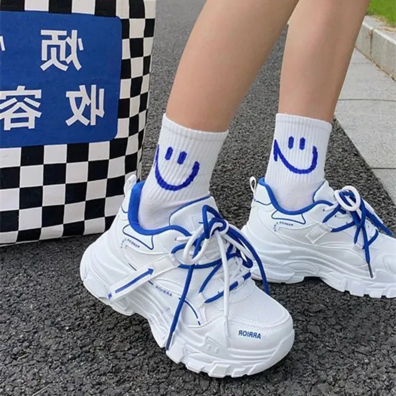 ADVBRIDGE  -  Soft Leather Chunky Shoes Women Thick Soled Little White Sneakers Women Breathable Leisure Durable Pink Shoes for Ladies