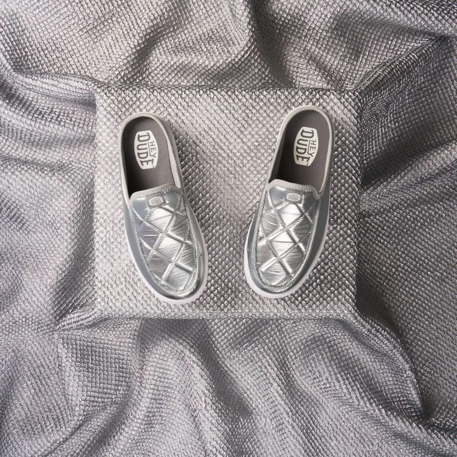 Austin Lift Metallic Puffer - Silver/White