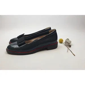 Beautifeel pre-owned flat shoes with patient black and grey micro crisso cross print size 37