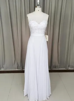 Beautiful High Quality Chiffon Long A-line Prom Dress, Lace Applique Party Dress