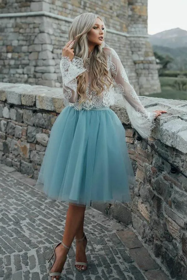 Beautiful Two Pieces Lace Short Prom Dress Party Dress Homecoming Dress HD0129