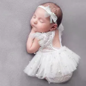 Bebe Lace Romper, Tutu & Headband Set