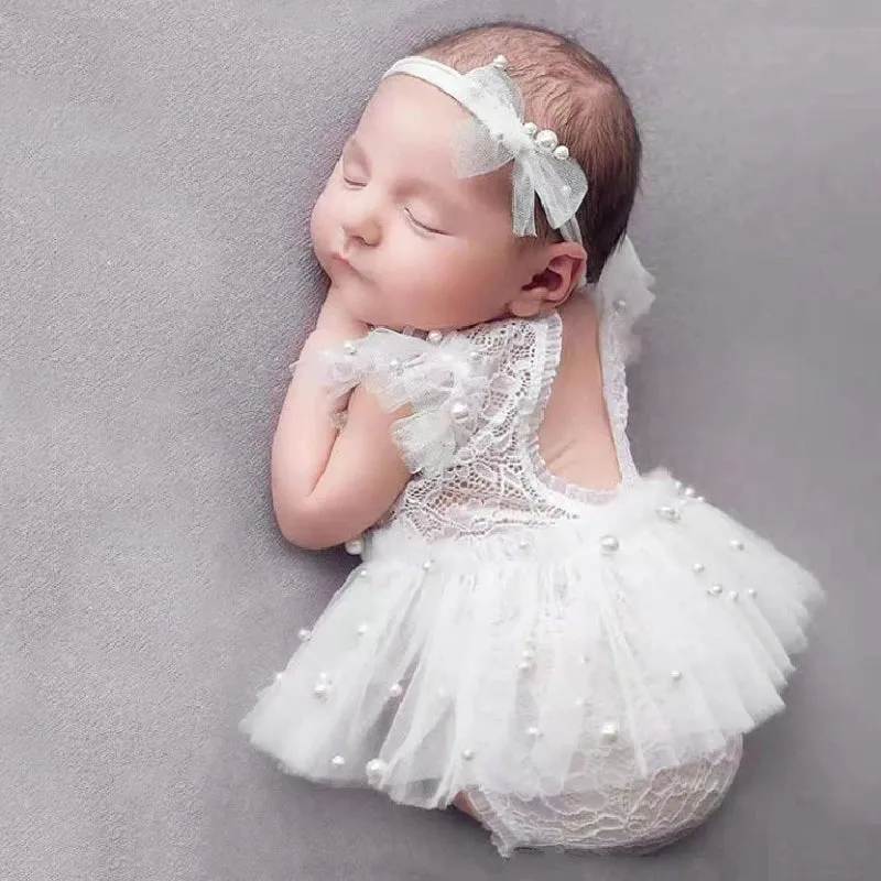 Bebe Lace Romper, Tutu & Headband Set