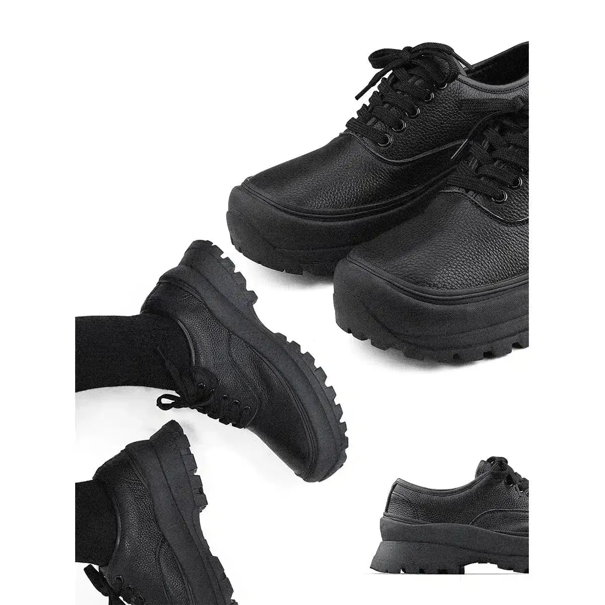 Black Lace-up Leather Shoes