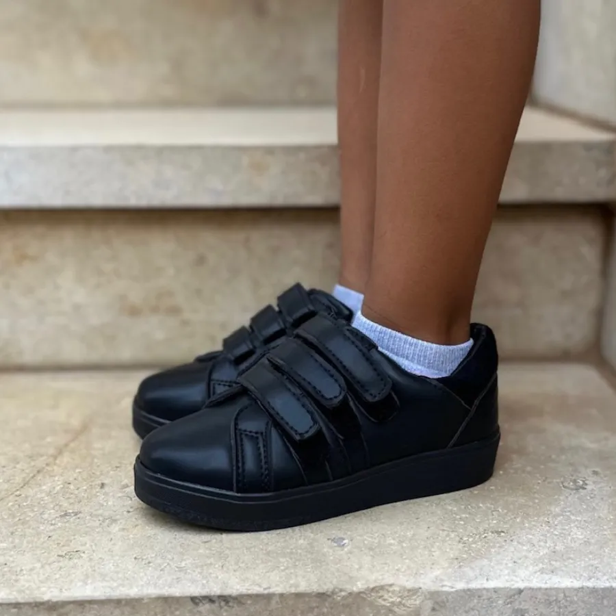 Black Strap Sneakers for Kids