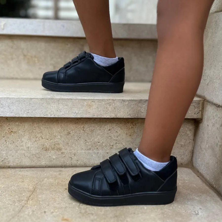 Black Strap Sneakers for Kids