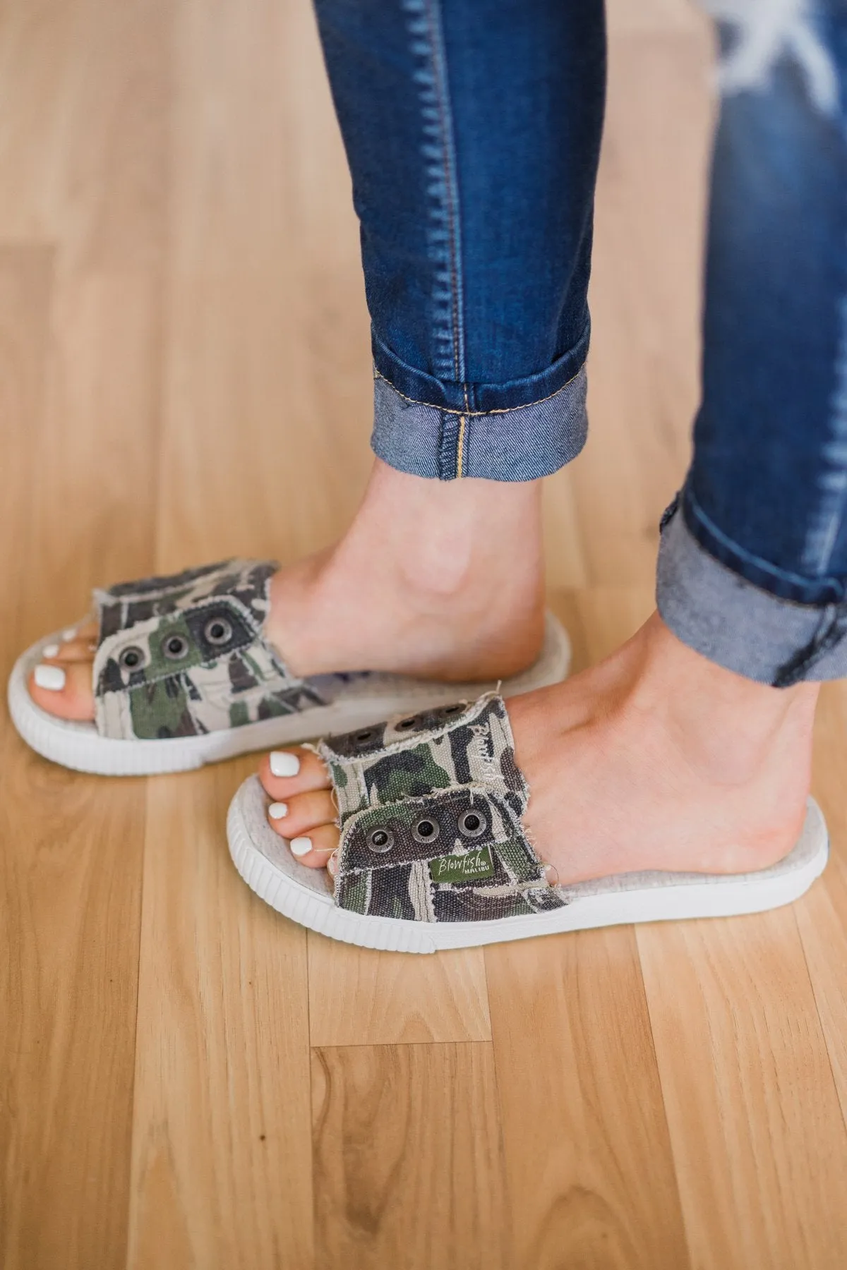 Blowfish Fresco Slides- Olive Washed Camo