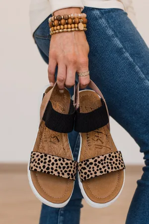 Blowfish Tia Sandals- Sand Pixie Leopard/Rose Gold