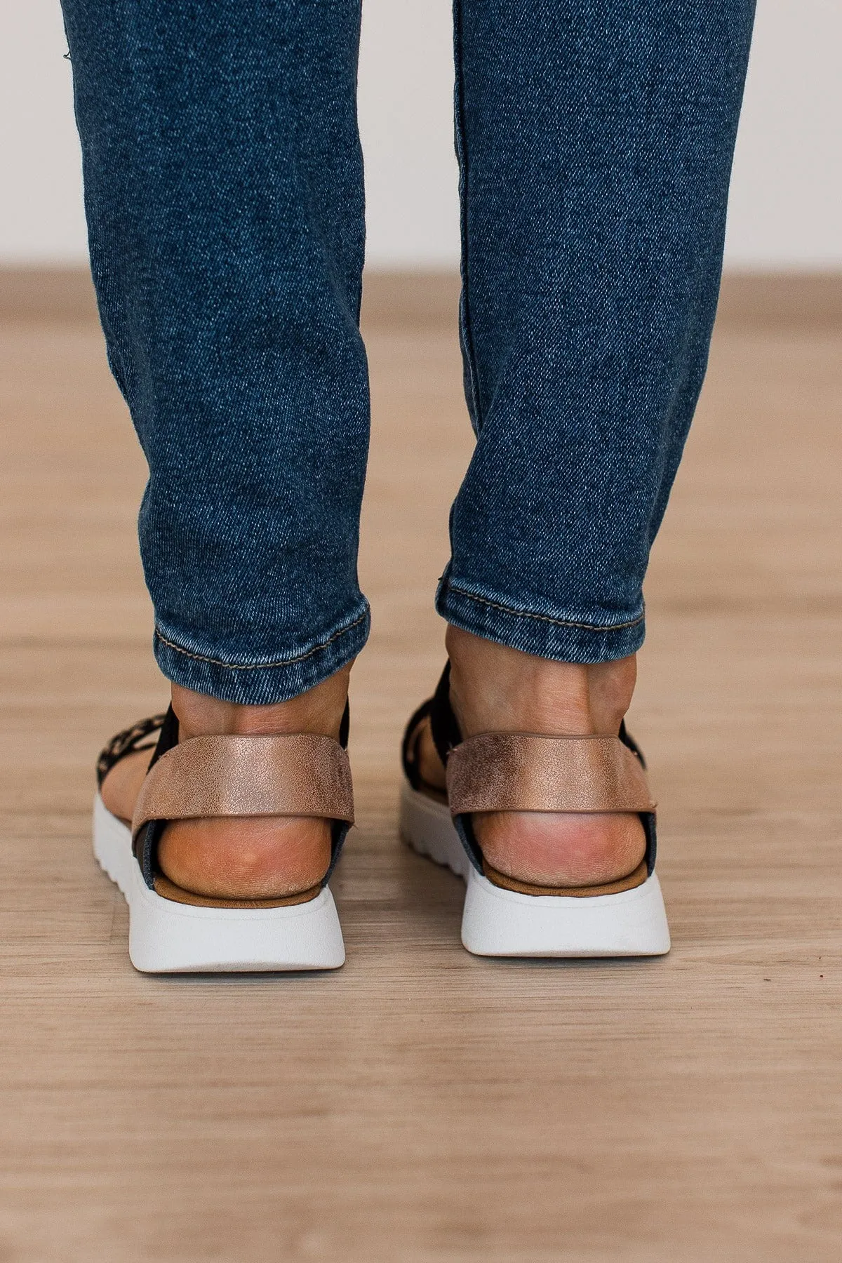 Blowfish Tia Sandals- Sand Pixie Leopard/Rose Gold