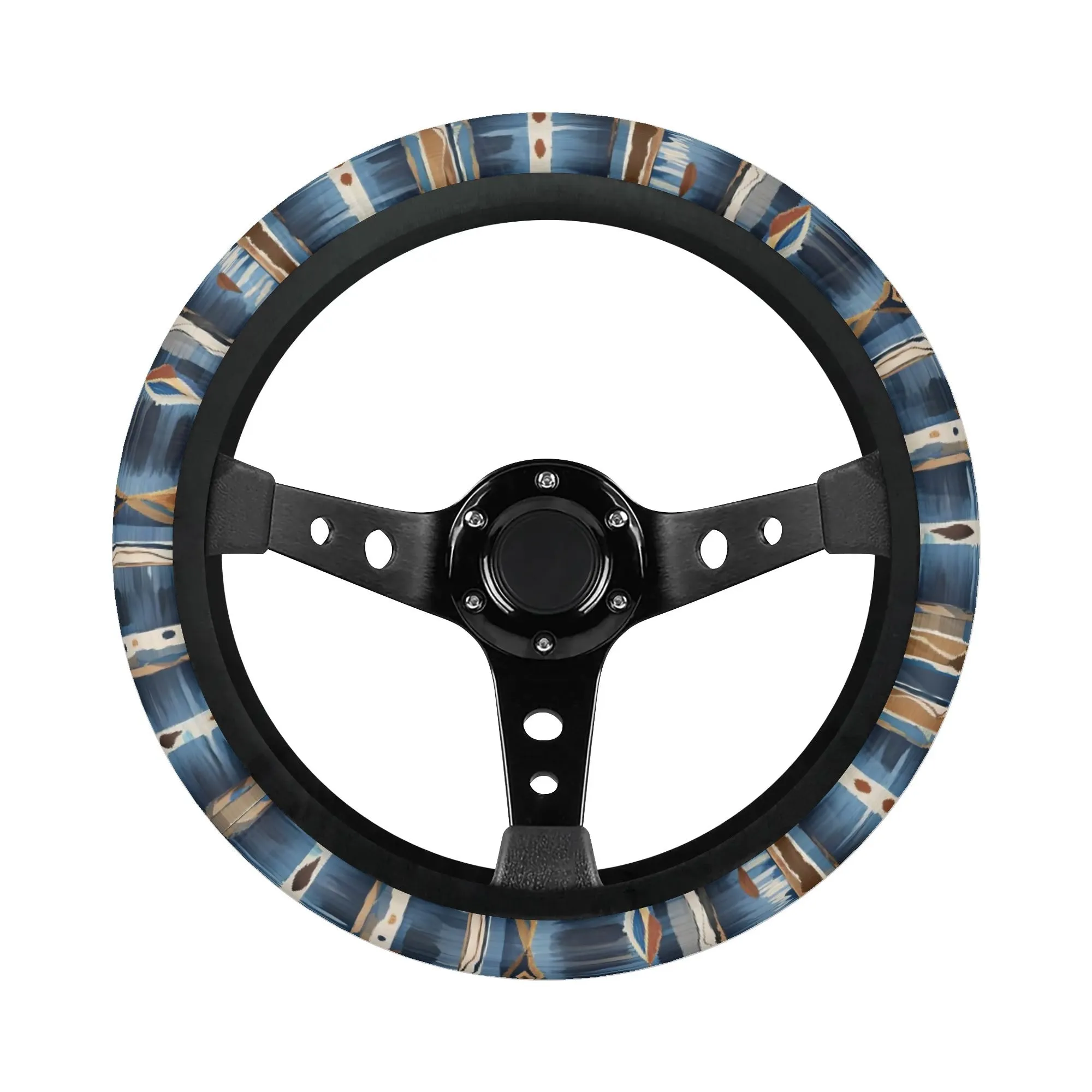 Blue Tribal Stripes Car Steering Wheel Cover