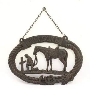 CAST IRON COWBOY PRAYER WALL DECOR