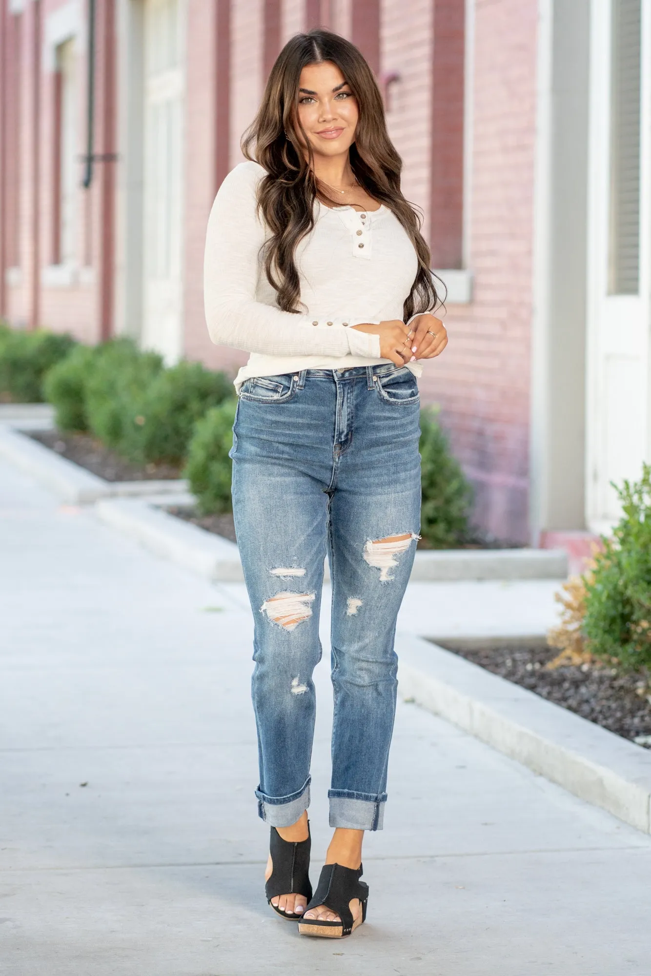 Charlotte High Rise Mom Cuffed Jeans