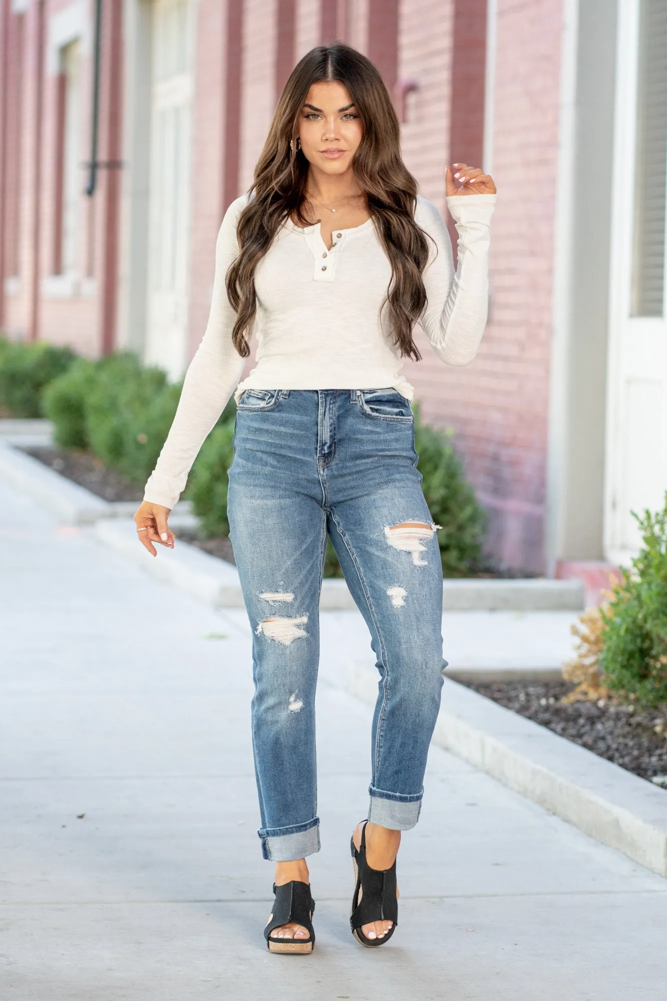 Charlotte High Rise Mom Cuffed Jeans