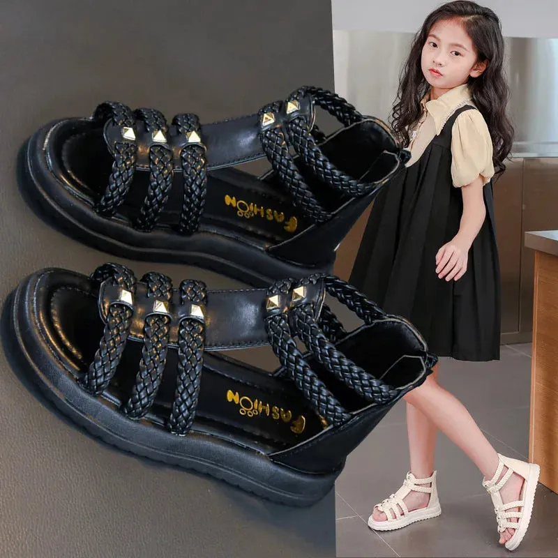 Chic Girls' Open Toe Braided Sandals