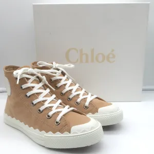 Chloe Kyle High Top Sneakers Beige Suede Size 36 NEW
