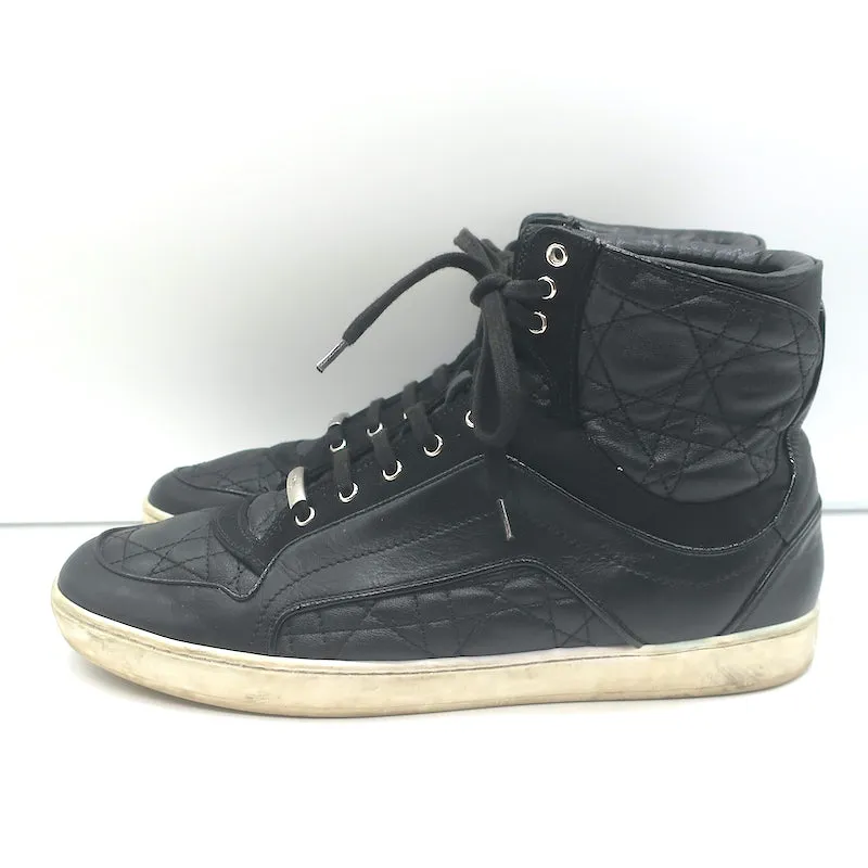 Christian Dior Cannage Leather High Top Sneakers Black Size 39.5