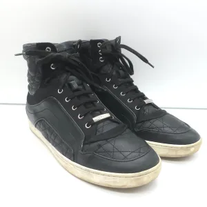 Christian Dior Cannage Leather High Top Sneakers Black Size 39.5