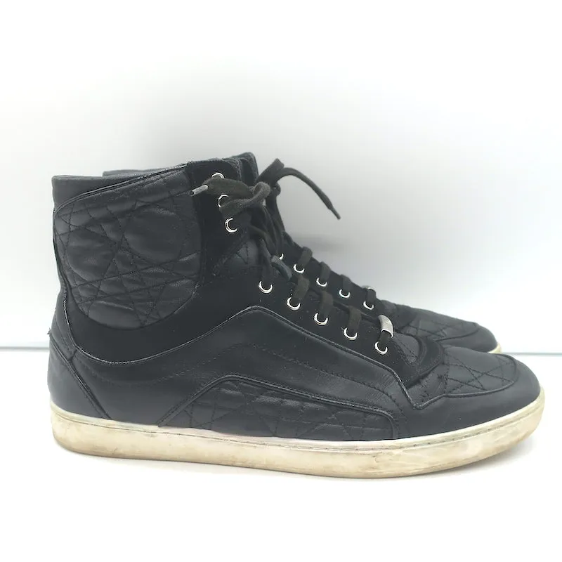 Christian Dior Cannage Leather High Top Sneakers Black Size 39.5