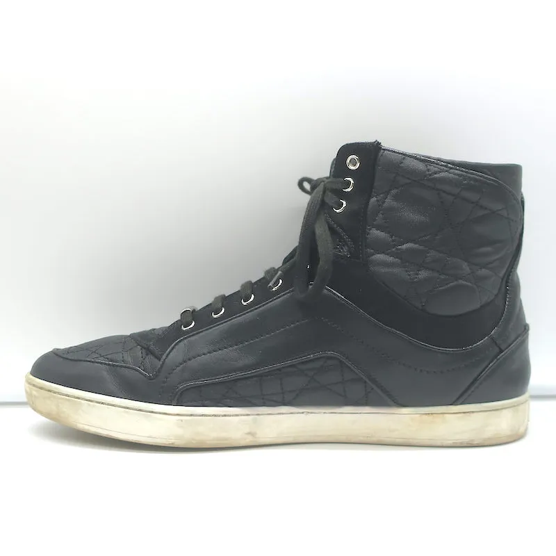 Christian Dior Cannage Leather High Top Sneakers Black Size 39.5