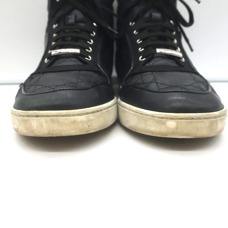 Christian Dior Cannage Leather High Top Sneakers Black Size 39.5
