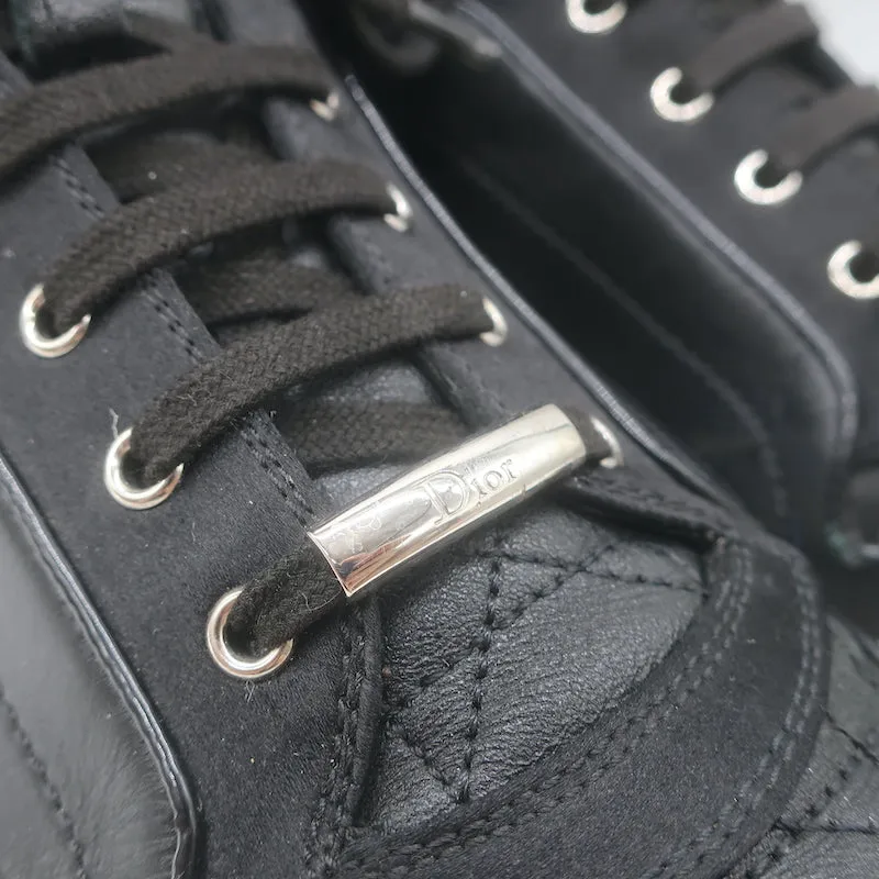 Christian Dior Cannage Leather High Top Sneakers Black Size 39.5