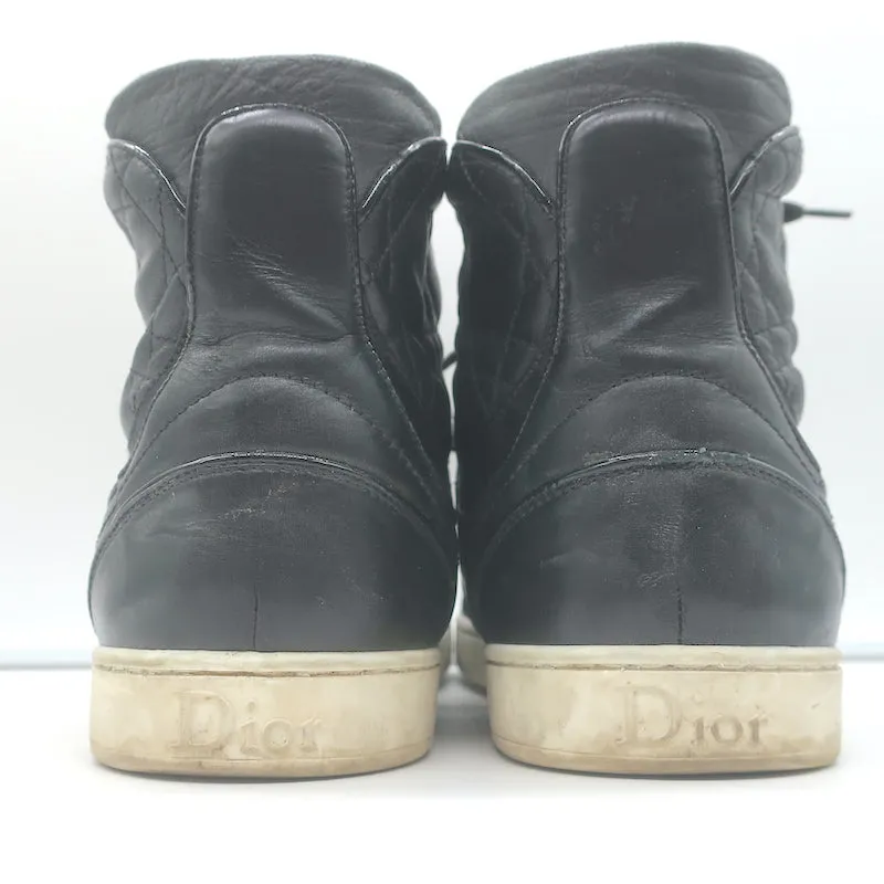 Christian Dior Cannage Leather High Top Sneakers Black Size 39.5