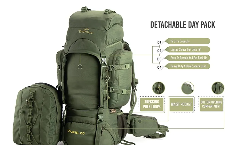 Colonel 80 L Rucksack With Organizer Pack Army Green