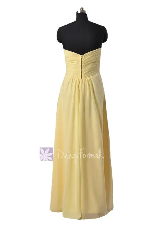 Cranberry Chiffon Bridal Party Dress Long Strapless Sweetheart Formal Dress Evening Gowns(BM2442)