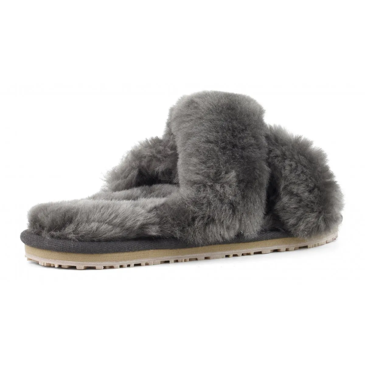 Criss Cross Slide Slipper in Charcoal