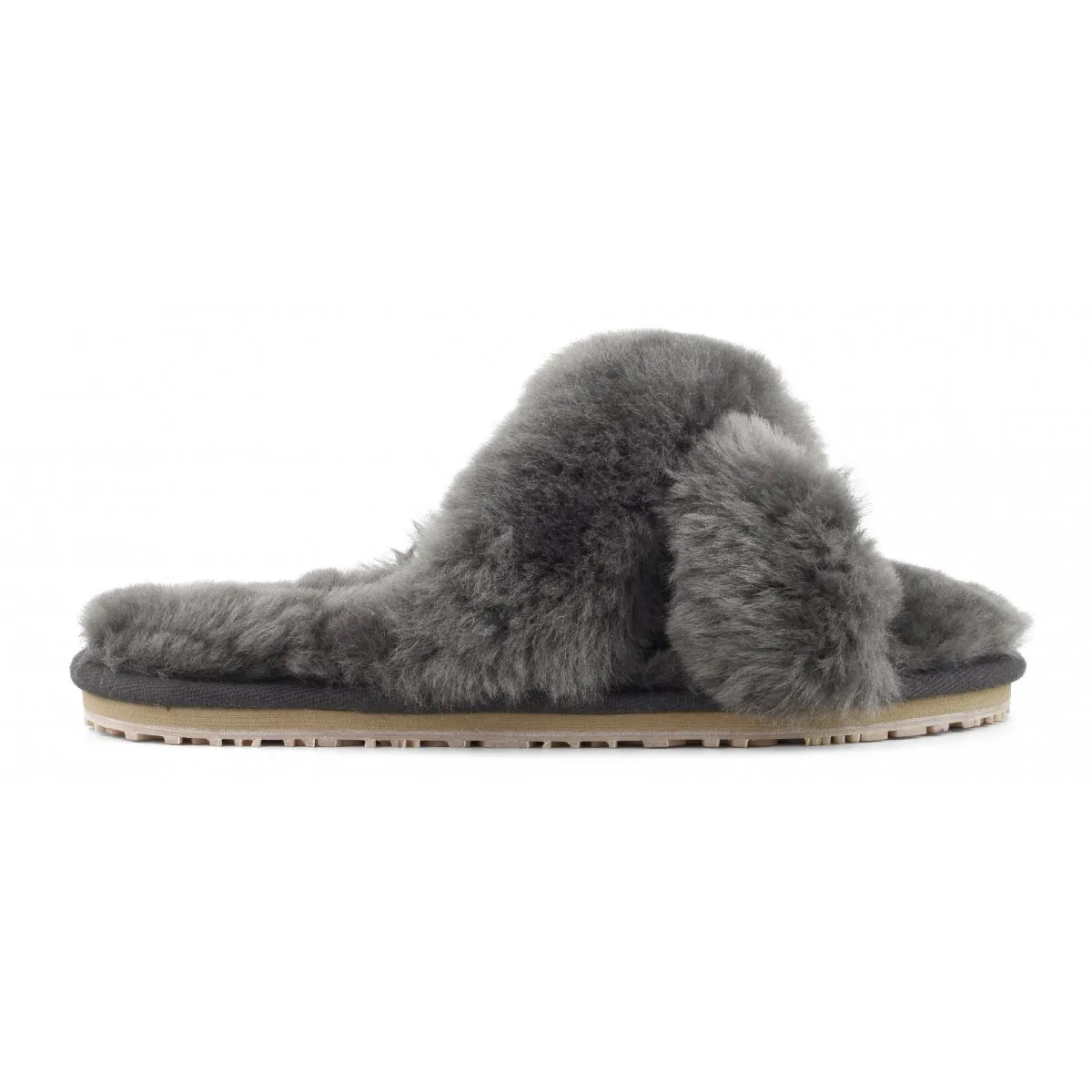 Criss Cross Slide Slipper in Charcoal