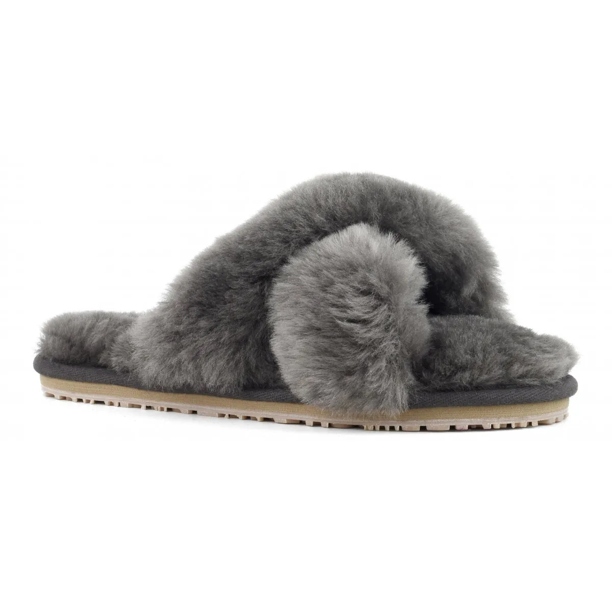 Criss Cross Slide Slipper in Charcoal