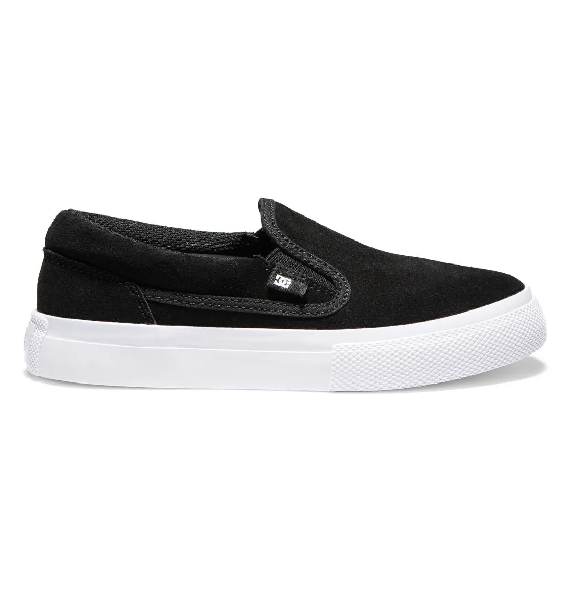 DC Kids Slip-On Suede Shoes in Black : Size Kids 11 to 7