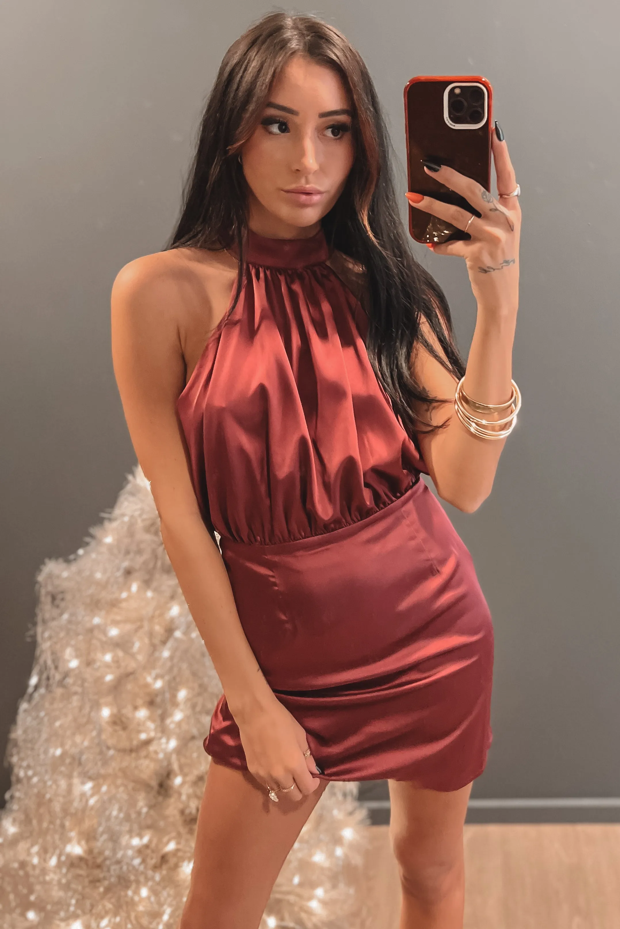 DEAL Glass Of Merlot Backless Mini Dress
