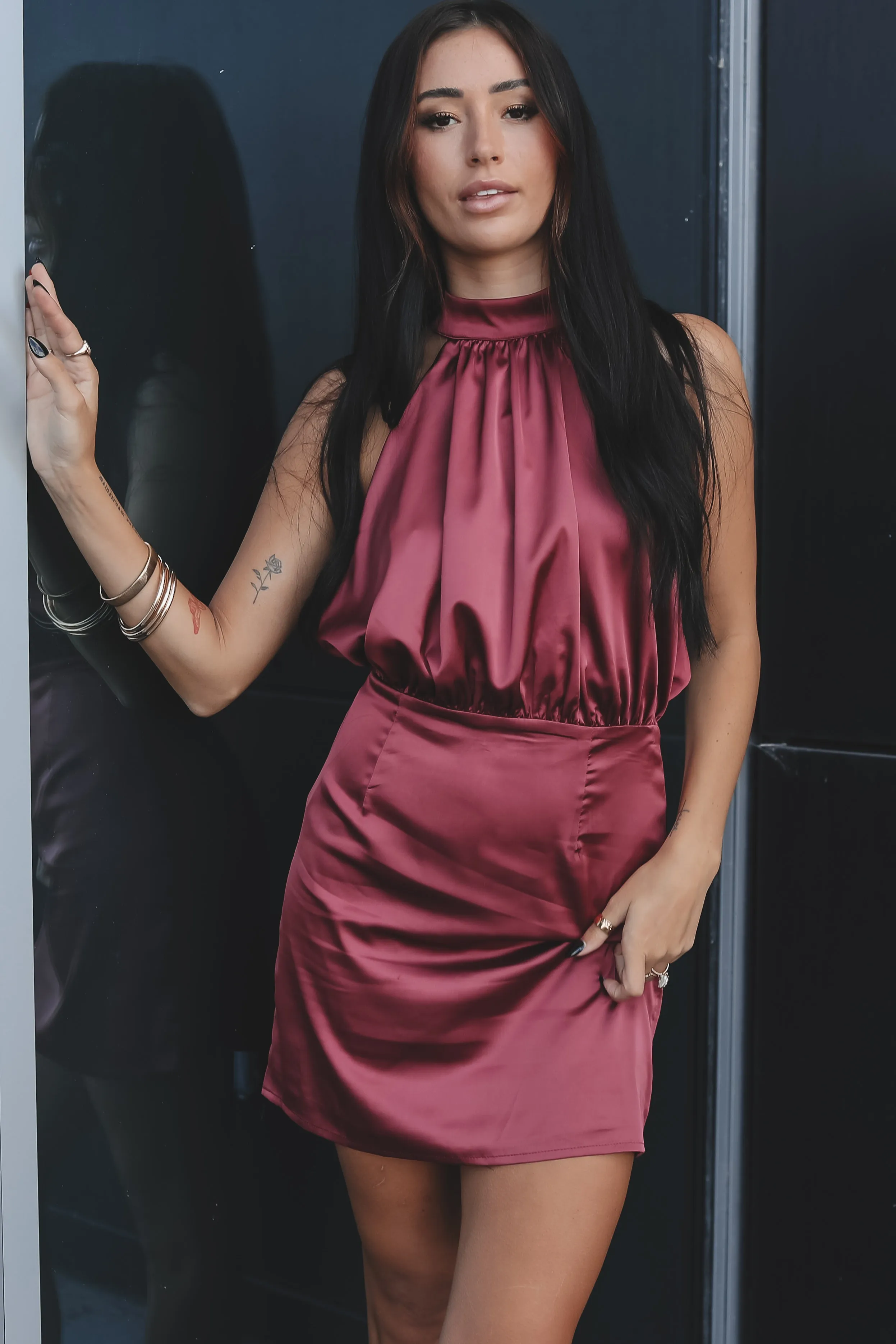 DEAL Glass Of Merlot Backless Mini Dress