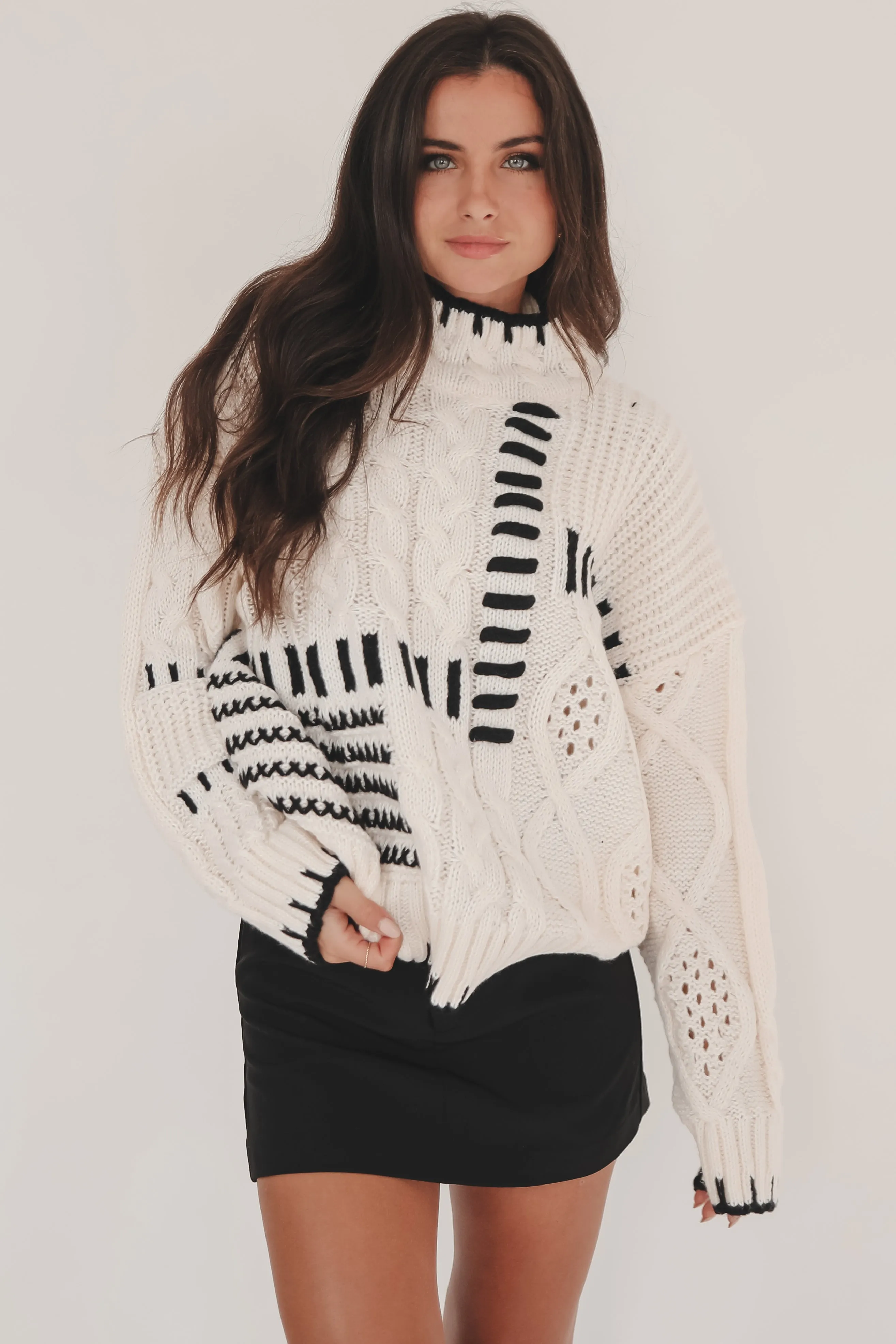 DEAL I Spy Ivory Knit Sweater Top