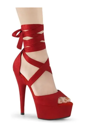 DELIGHT-679 Exotic Sandal | Red Faux Suede