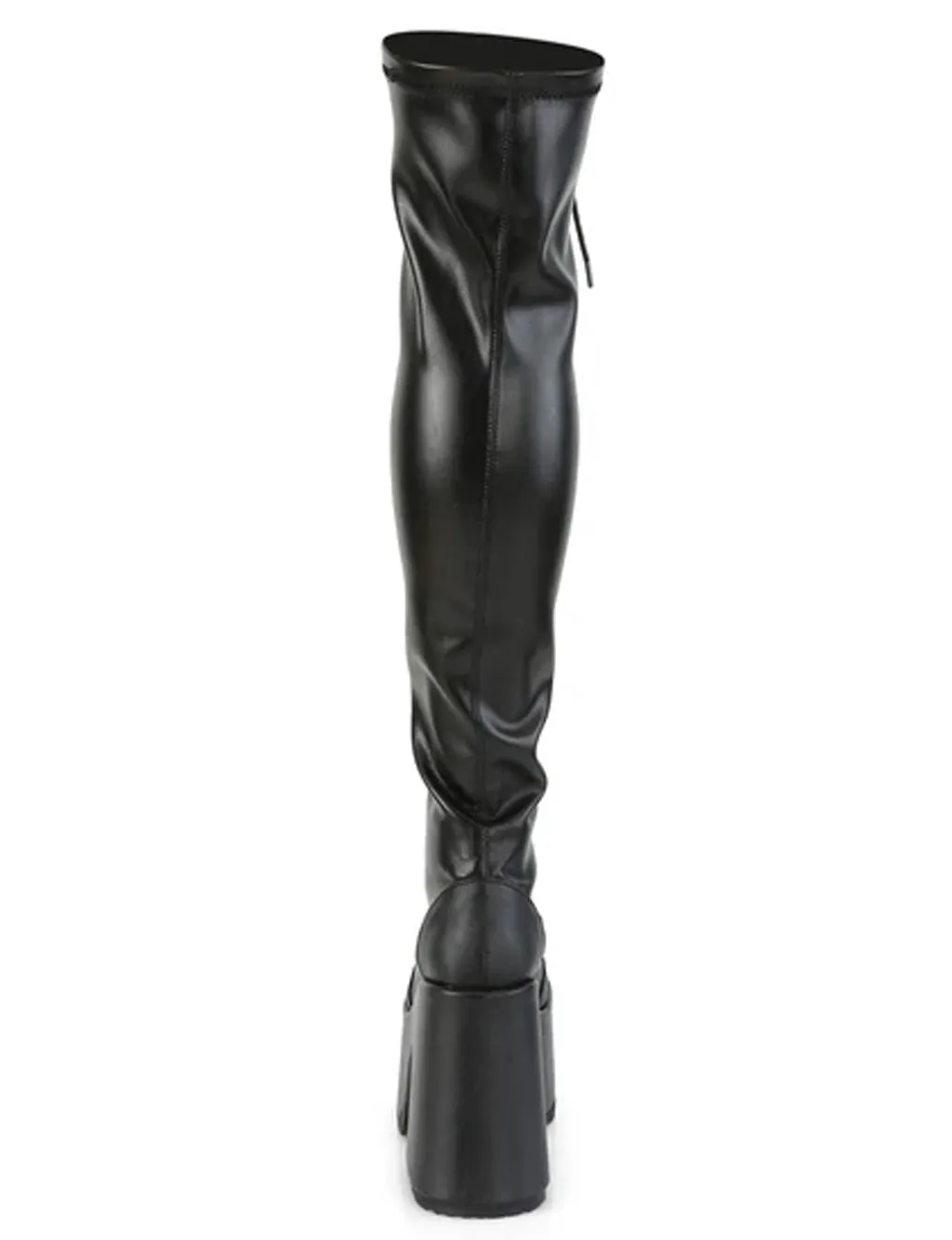 DEMONIA CAMEL 300 PLATFORM BOOTS - BLACK VEGAN LEATHER