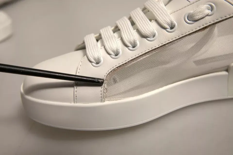 Dolce&Gabbana Portofino Women Ivory Sneakers Leather Lace Up Trainer Shoes EU 37