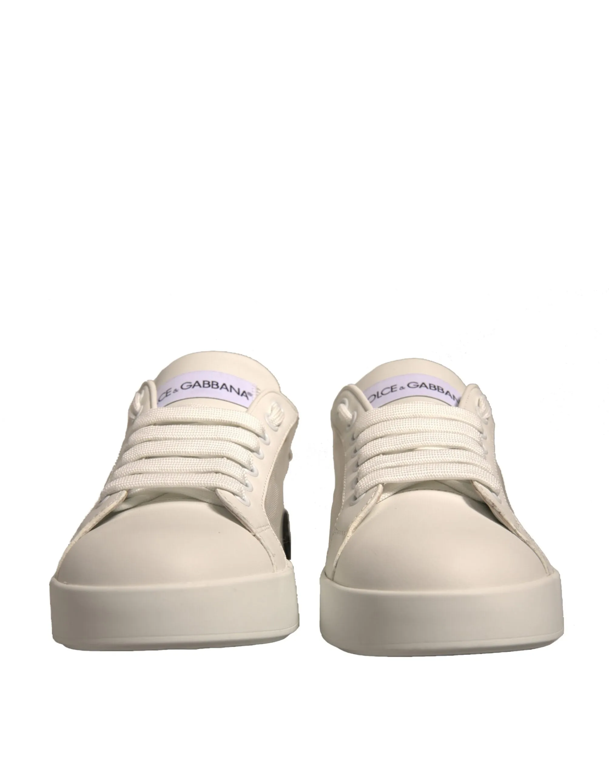 Dolce&Gabbana Portofino Women Ivory Sneakers Leather Lace Up Trainer Shoes EU 37