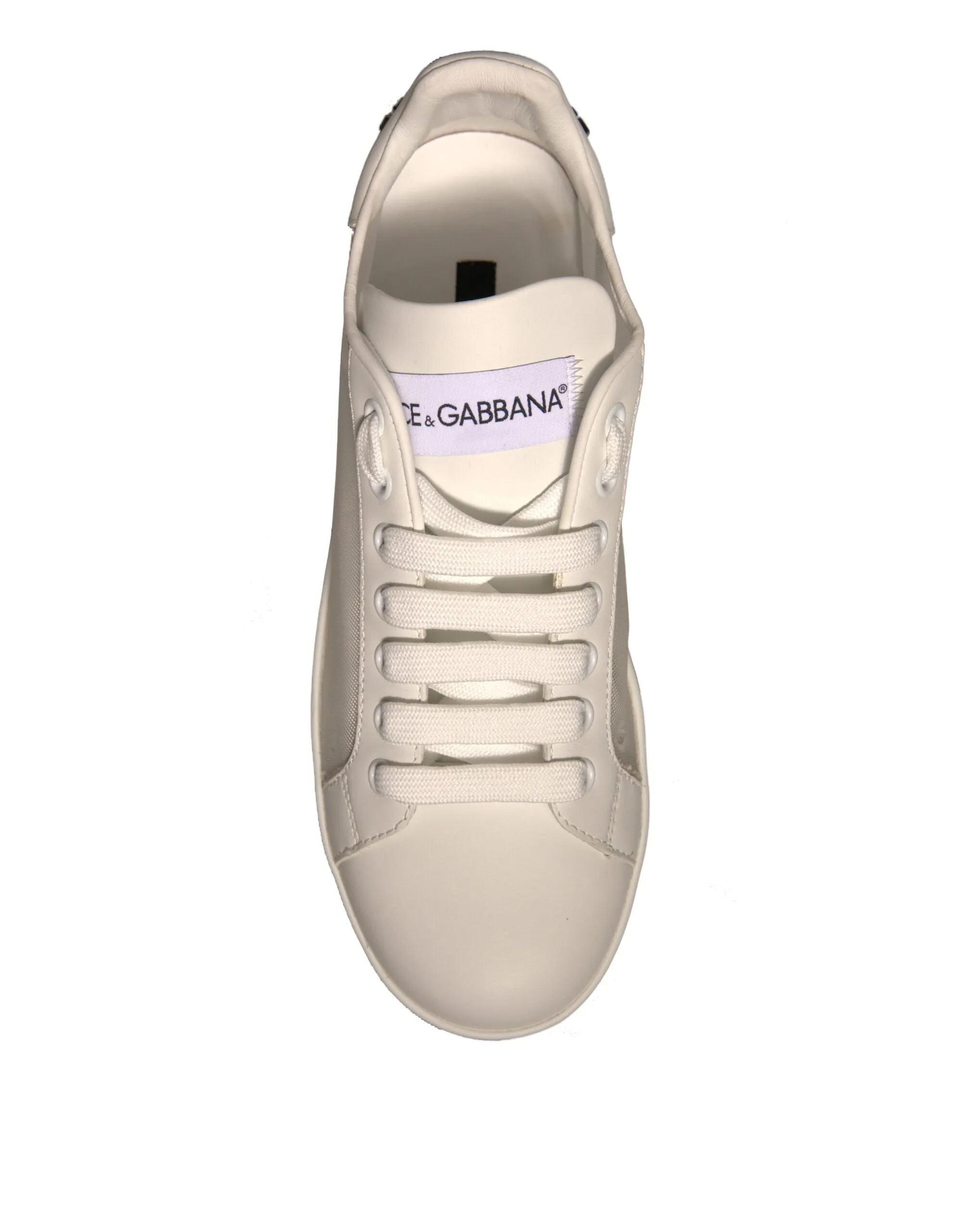 Dolce&Gabbana Portofino Women Ivory Sneakers Leather Lace Up Trainer Shoes EU 37